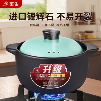 Watson (wahson) casserole gas stove special high temperature dry burning non-crack household soup pot clay pot rice stew pot ceramic chinese medicine pot burnt replacement guaranteed thickened 4l three holes 4-5 people