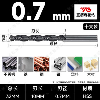 Yg imported straight handle twist drill bit d1101 cobalt-containing stainless steel drill bit high cobalt electric drill drill bit 2-13mm 0.7mm (price for ten pieces)