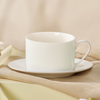 Huaguang national porcelain pure white high-looking ceramic coffee cup and saucer set