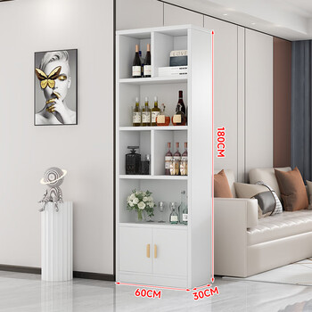 Fenglun wine rack solid wood bookcase floor-standing storage rack multi-layer living room wall cabinet locker student home display wine cabinet thickened solid wood board 60cm warm white grain color