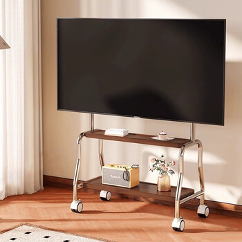 Beishi 32-75-inch universal tv floor stand removable stainless steel wheeled living room and bedroom tv hanging stand tv stand 32-75 inches selected stainless steel/double-layer storage rack