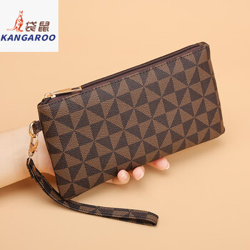 Kangaroo fashion retro hand women's bag coin purse women's clutch women's hand bag fashion versatile women's mobile phone small bag 156 coffee color