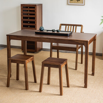 Bamboo kexin small zebra wood ebony wood solid wood tea table modern simple household tea table dining table dual-purpose living room tea table and chair ebony wood natural color tea table natural color large 140