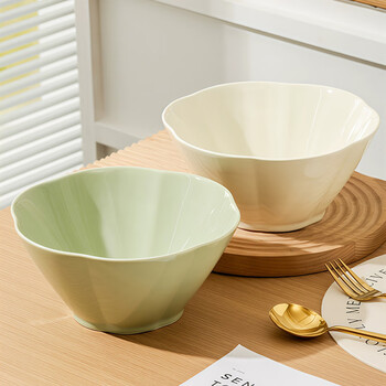 Jiwu forest cream style ceramic noodle bowl household ramen bowl bamboo hat bowl noodle bowl soup bowl bowl 6 inches 2 pieces