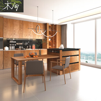 Mexueer nordic cherry wood island all solid wood retractable dining table black walnut slate storage cabinet sideboard integrated dining table cherry wood island 900*850*950mm