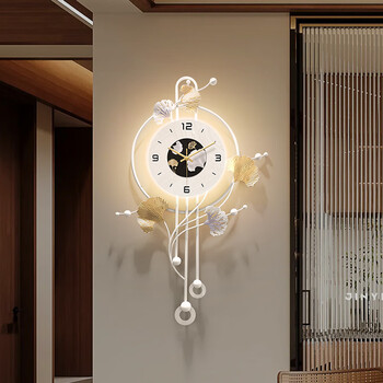 Feiniaoji 2026 new clock wall-mounted high-end atmospheric clock cream style art wall clock living room home mute small size 45*72cm regular style