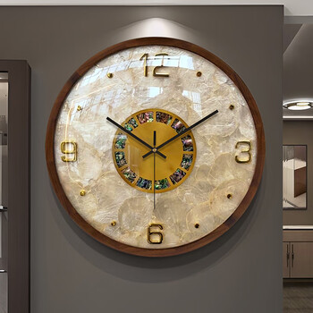 Zunell 2026 new high-end creative wall clock living room home clock high-end atmospheric light luxury wall watch wall clock walnut shell model-medium size
