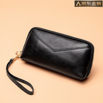 Guig germany imported quality genuine leather coin purse women's long 2025 new fashion simple patchwork clutch bag for women black