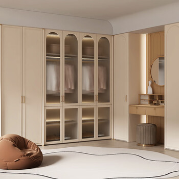 Oppein wardrobe customization for the whole house french cream style whole house furniture bedroom cloakroom cabinet customization sylvia first square meter price (price based on projected area)