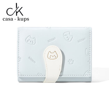 Casa-kupsck cute cat folding short wallet korean style student thin small wallet cartoon fashion niche coin purse blue