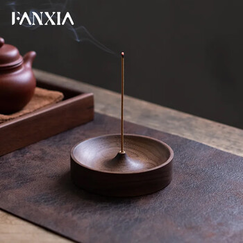 Summer north american black walnut solid wood incense household incense stick handmade tea ceremony round incense burner incense base agarwood tray