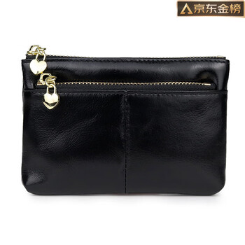 Guig germany imported quality genuine leather coin purse first layer cowhide coin bag women's small wallet fashion short student zipper black