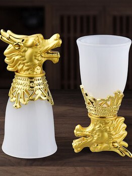 White jade porcelain jade white wine cup household wine set jade wine cup tea set retro small wine cup one cup dragon and phoenix pair cup 50ml
