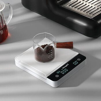 Mongdio coffee electronic scale hand brewed italian special high-precision gram weight timing coffee appliance white-smart electronic scale + glass extraction cup 75ml