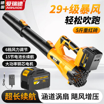 Aired lithium electric hair dryer industrial violent fan rechargeable blower snow blower dust removal household dust blowing power tool storm level blower 15 cells