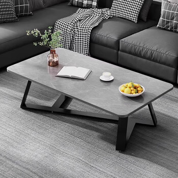 Lovehoodcat coffee table living room household modern light luxury high-end small apartment office simple tea table 2025 new slate table recommended model sky gray + black frame 120*60*45