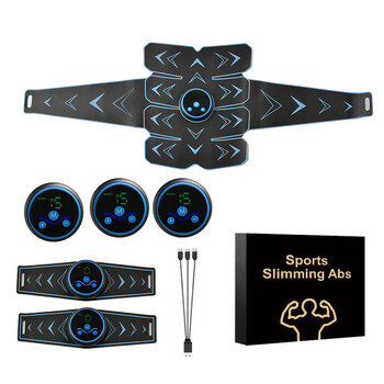 E-commerce ems lazy fitness belt abdominal muscle patch abdominal muscle training thorn massage home sports equipment blue-new eight-piece belt magnetic buckle three-piece set charging model-c1