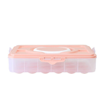 An junsheng portable egg box refrigerator egg storage box egg tray food preservation box storage box with lid for egg boxes pink (excluding eggs) enhanced double-breasted 2 layers 1 cover 48 compartments