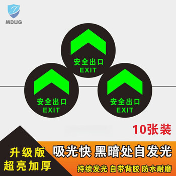 Safety exit signs, floor passages, luminous signs, ground stickers, careful steps, fluorescent stair warning stickers, ground arrows, reflective fire passage emergency evacuation signs, custom tips, round 4 (pack of 10), diameter 19.5cm