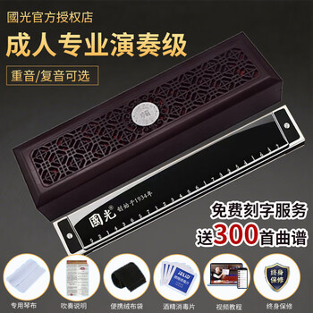 Guoguang german imported gongs guoguang harmonica, professional performance level 28 holes, advanced adult beginners, 24 holes polyphonic c key, 24 holes black polyphonic c key + performance level/scale model