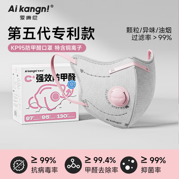 Iconi pregnant women's special anti-formaldehyde activated carbon mask kp95 anti-influenza second-hand smoke copper oxide sterilization high-value gray