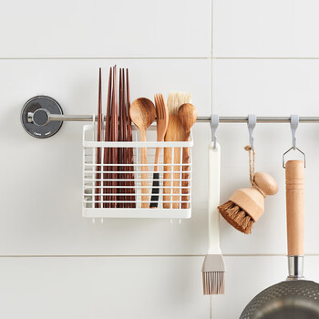Four moon drainage chopstick cage wrought iron chopsticks and spoons integrated storage rack kitchen hanging chopstick tube home white large hot-selling model