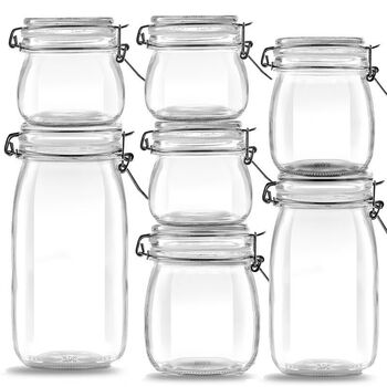Guig sealed jar glass bottle jar food with lid honey pickled transparent lemon passion fruit storage jar household round thickened food grade sealing and leak-proof 500ml + buckle + sealing lid
