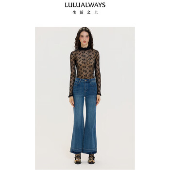 Lulualways i love lulu 25 new autumn style elegant black lace inner with wood ear trim slim bottoming shirt black m