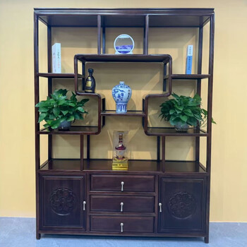 New chinese style lattice wood solid wood ancient rack ancient rack solid wood new chinese style antique rack bookshelf display cabinet storage rack 1.3 meters duobao pavilion