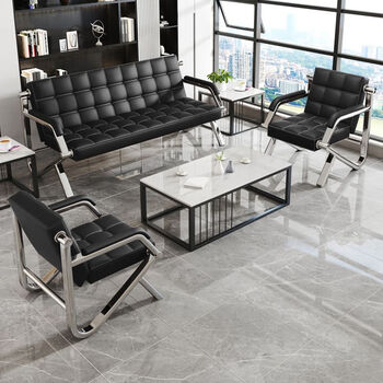 Xuan xicai office sofa coffee table combination set business simple modern three-seat sofa reception apartment sofa black three-seat sofa