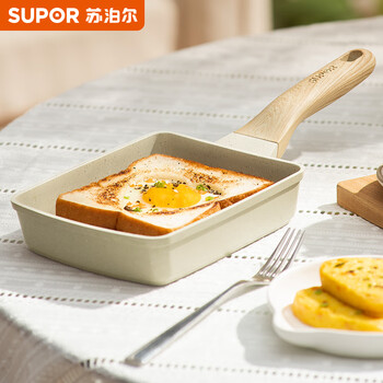 Supor tamagoyaki japanese-style home breakfast flat-bottomed non-stick pan thick egg roasted square wheat rice stone color omelette pan nj08la2