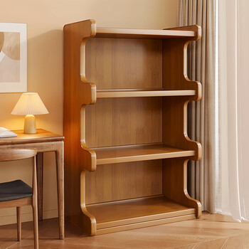 Nifeng bookshelf storage rack floor-standing bookcase simple living room storage cabinet integrated wall-mounted multi-layer home storage display cabinet brown-3 layers 60-curved bookcase