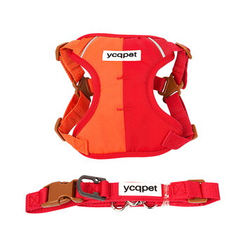 Ycqpet dog leash reflective chest harness small dog vest style dog leash dog leash dog leash dog harness dog leash orange and red color matching - chest harness + leash s_suitable_6-9 pounds