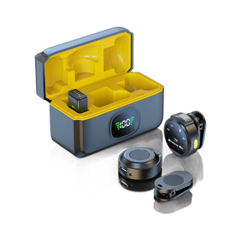 New j6 wireless lavalier microphone outdoor live broadcast short video interview radio noise reduction mobile phone microphone j6 (one for two round magnetic lavalier microphone + black and yellow charging compartment + battery display + type-c interface