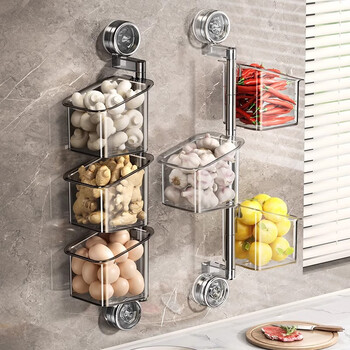 Jiacube kitchen onion ginger garlic storage box no punch suction cup storage rack ginger garlic storage artifact wall-mounted seasoning basket