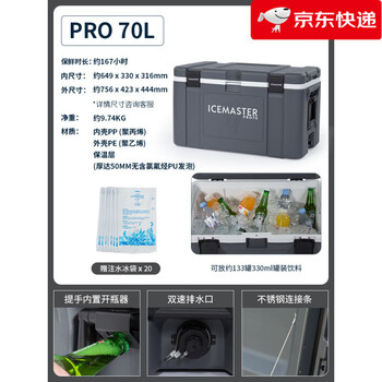 Ice master (icemaster) new product large capacity large sea fishing box insulated box fishing car refrigerator large capacity outdoor black outdoor gray 70l 1