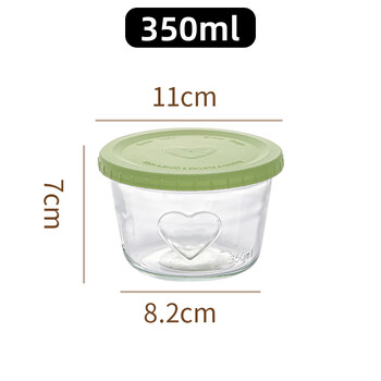Meikejie pickle sealed jar glass preservation box high-looking storage box refrigerator preservation jar side vegetable kimchi jar packaging box multi-functional glass packaging jar + green sealing lid 350ml 1 piece