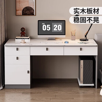 Zuoshan solid wood table desk with drawer desktop computer table bedroom home office desk modern simple writing study table single table left cabinet high-grade gray 120x60x76cm