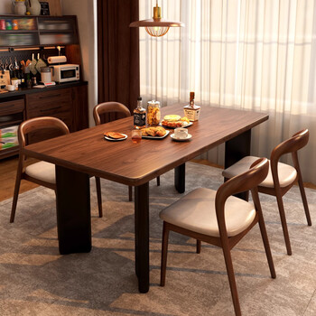 Shangxi solid wood dining table rectangular walnut large table home dining table italian minimalist log dining table and chair combination pine 160*80*75 table + 4 chairs