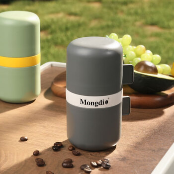 Mongdio coffee bean grinder hand grinding coffee machine home outdoor portable grinding and brewing integrated hand grinder trend gray grinding and brewing integrated