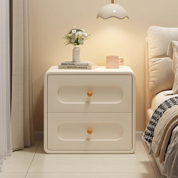 Yanxi bedside table bedroom 2025 new solid wood household small simple storage cabinet creative internet celebrity light luxury storage cabinet milk white (two drawers) 40*40* two drawers 47 three drawers 55cm (drawers solid wood)