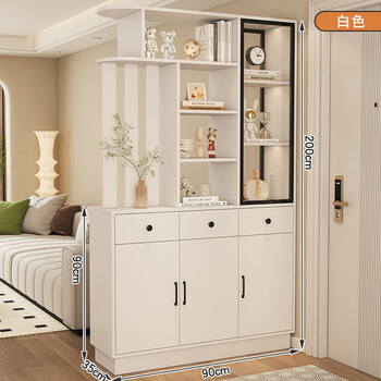 Renjuyi solid wood entrance cabinet entrance facing door double-sided partition foyer shoe cabinet small apartment living room storage multi-functional wine cabinet right solid wood warm white length 90 depth 35 height 200 door installation other structures