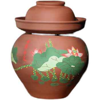 Thickened lead-free old-fashioned sichuan unglazed clay pottery pickle jar coarse pottery sauerkraut jar pickle ceramic sealed jar heyun 4.5 liters lifetime warranty