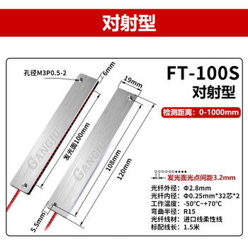 Yuechangsheng strip area matrix fiber optic sensor through-beam infrared sensing diffuse reflection fiber grating ft-100s