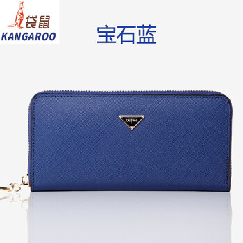 Kangaroo (kangaroo) 2025 chinese valentine's day lucky rich golden fashion women's wallet women's long trendy zipper clutch genuine leather large capacity sapphire blue (new)