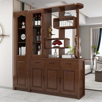Chenya 2025 new style chinese solid wood hall cabinet multi-specification wine cabinet living room storage cabinet functional partition entrance cabinet 1.5 meters