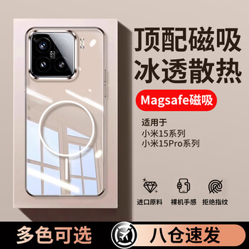 Shiyong is suitable for xiaomi mi 15 mobile phone case, xiaomi mi 15 protective cover, ice-permeable magnetic wireless charging, all-inclusive, ultra-thin transparent hard shell, anti-fall, premium men's and women's models, ultimate white