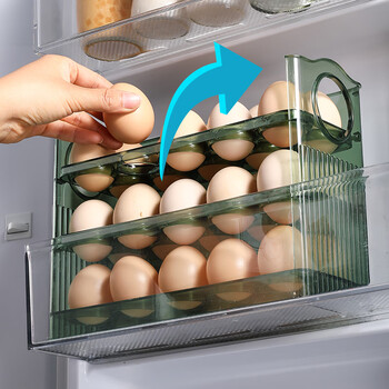 He jiagong egg storage box refrigerator side door special reversible kitchen fresh-keeping food-grade egg rack holder for egg cartons dark green - 1 pack (can hold 30 pieces)