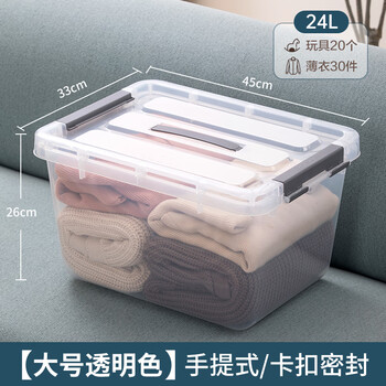 Camellia plastic portable storage box transparent debris storage box portable small medicine box cosmetics storage box car storage transparent color-24l-45*33*26cm