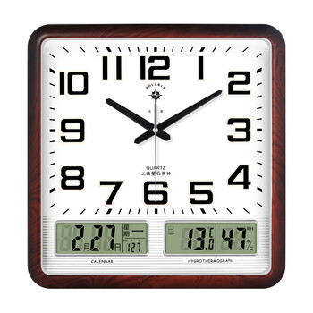 Polaris (polaris) wall clock living room silent 2025 new perpetual calendar electronic quartz clock home fashion clock wall calendar 1 large wood grain color (40*42 cm) ultra-quiet quartz movement